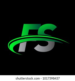 initial letter FS logotype company name colored green and black swoosh design. vector logo for business and company identity.