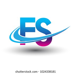 initial letter FS logotype company name colored blue and magenta swoosh design. vector logo for business and company identity.