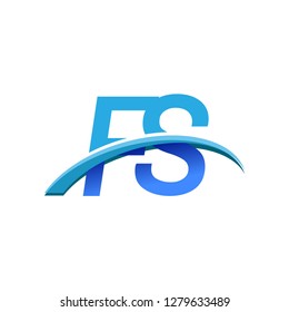 initial letter FS logotype company name colored blue and swoosh design. vector logo for business and company identity.