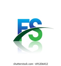 initial letter FS logotype company name colored blue and green swoosh design. vector logo for business and company identity.
