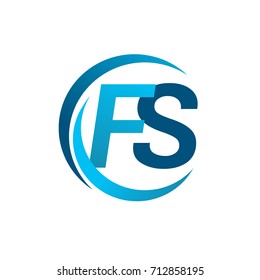initial letter FS logotype company name blue circle and swoosh design. vector logo for business and company identity.