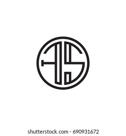 Initial letter FS, minimalist line art monogram circle logo, black color