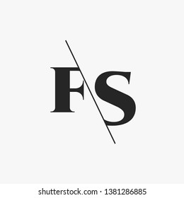Initial Letter FS Monogram Sliced. Modern logo template isolated on gray background