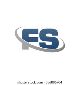 initial letter FS swoosh ring company logo blue gray