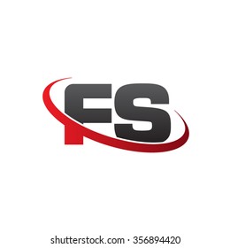 initial letter FS swoosh ring company logo red black
