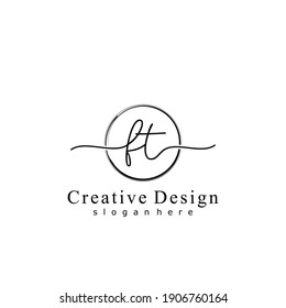 Ursprünglicher Brief FT Kalligrafie handgeschriebenes Logo. Handgeschriebenes Alphabet in der Logo-Vorlage. Buchstaben und Alphabet für Ihr Logo-Design.