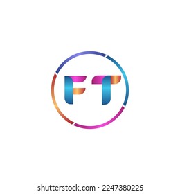 Initial letter FT curve rounded logo, gradient vibrant colorful glossy colors