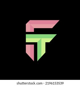 Initial letter FT, gaming logo esports in background black