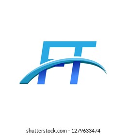 initial letter FT logotype company name colored blue and swoosh design. vector logo for business and company identity.