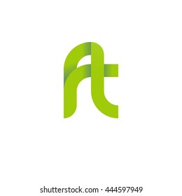 initial letter ft modern linked circle round lowercase logo green