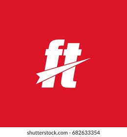initial letter ft white logo in red background