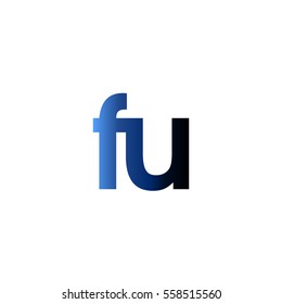Initial letter FU blue black gradation color logo