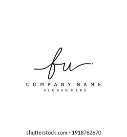 Initial letter FU calligraphy handwritten logo. Handwritten alphabet in the logo template. Letters and Alphabet for your logo design.