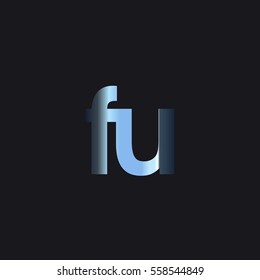 Initial letter FU chrome with dark background logo