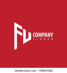 Initial Letter FU FV Linked Triangle Design Logo