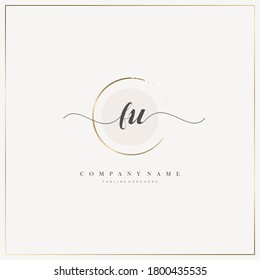 Initial Letter FU handwriting logo hand drawn template vector, logo for beauty, cosmetics, wedding, fashion and business, and other