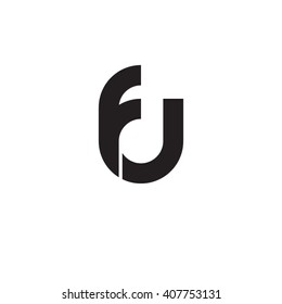 initial letter fu linked circle lowercase monogram logo black