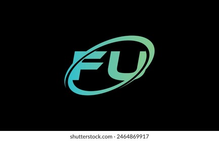 Logo inicial de la letra FU. Diseño creativo y moderno del logotipo de la FU sobre fondo negro.