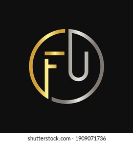 Initial Letter FU Logo Design Creative Gold and Silver Typography Vector Template