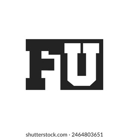 Letra inicial FU Logo Design Plantilla. Logotipo de FU