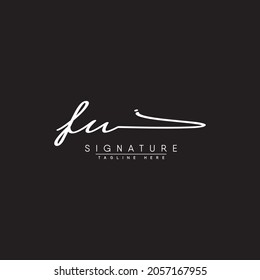 Initial Letter FU Logo - Handwritten Signature Logo