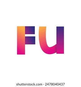 Letra inicial FU Logo Minúscula, magenta y naranja, diseño de logotipo moderno y simple