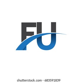 initial letter FU logotype company name colored blue and grey swoosh design. vector logo for business and company identity.
