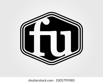 Initial letter fu lowercase logo minimalist black