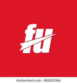 initial letter fu white logo in red background