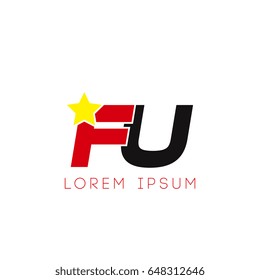 Initial letter fu yellow star logo red black
