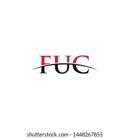 Initial letter FUC, overlapping movement swoosh horizon logo company design inspiration in red and dark blue color vector
