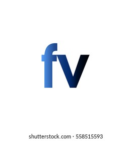 Initial letter FV blue black gradation color logo