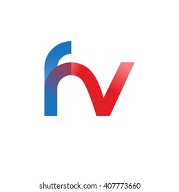 initial letter fv linked circle lowercase logo blue red