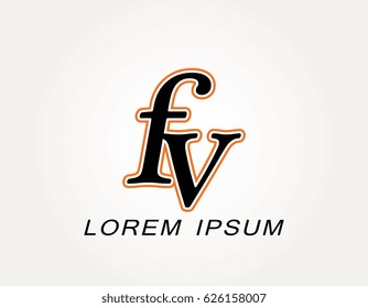 Initial letter fv logo. Monogram lowercase italic
