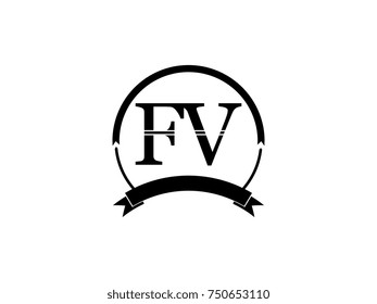 initial letter FV logo monogram retro black