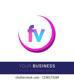 initial letter FV logotype company name, coloreful and swoosh design. vector logo for business and company identity.