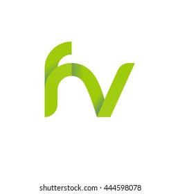 initial letter fv modern linked circle round lowercase logo green