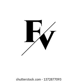 Initial Letter FV Monogram Sliced. Logo template isolated on white background