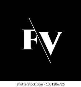 Initial Letter FV Monogram Sliced. Modern logo template isolated on black background