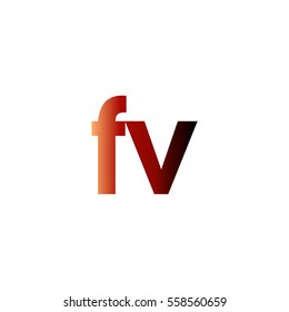 Initial letter FV red brown gradation color logo