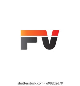 Initial letter FV, straight linked line bold logo, gradient fire red black colors