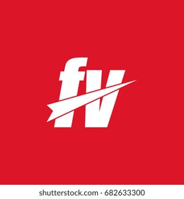 initial letter fv white logo in red background