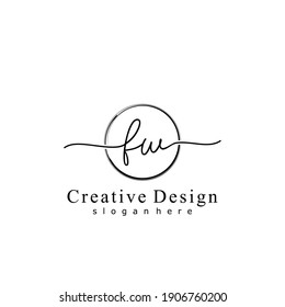 Initial letter FW calligraphy handwritten logo. Handwritten alphabet in the logo template. Letters and Alphabet for your logo design.