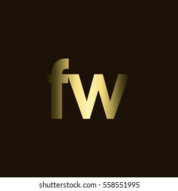 Initial letter FW gold with dark background logo