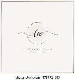 Initial Letter FW handwriting logo hand drawn template vector, logo for beauty, cosmetics, wedding, fashion and business, and other