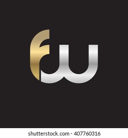 initial letter fw linked circle lowercase logo gold silver black background