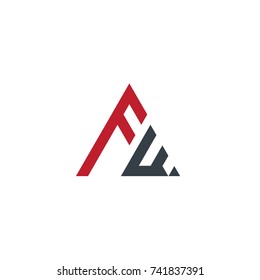 Initial Letter FW Linked Triangle Design Logo