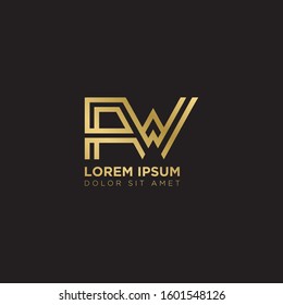 Initial Letter FW linked uppercase overlap modern gold logo vector design template. Suitable for business, consulting group company.