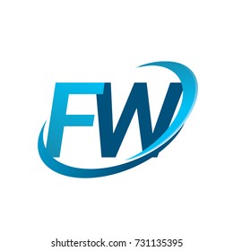 initial letter FW logotype company name colored blue swoosh design concept. vector logo for business and company identity.