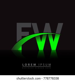 initial letter FW logotype company name colored green and black swoosh design. vector logo for business and company identity.
